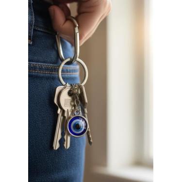 Imagem de Chaveiro de proteção contra mau-olhado – Keep Luck Close, Keep Negativity Away, amuleto fofo com olho turco, berloques de bolsa esmaltados requintados, Cor azul., tamanho �nico