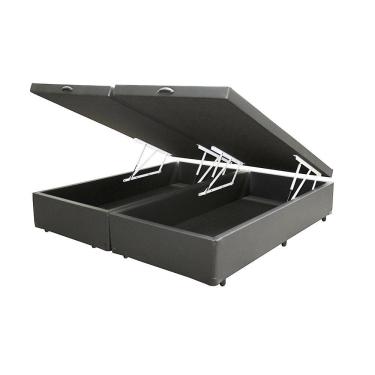 Imagem de Cama Box Baú Blindado Casal Bipartido Loja Xerife Sintético Cinza 41x138x188
