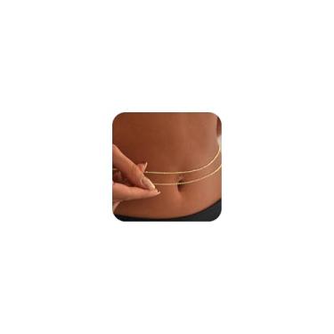 Imagem de HABIKIP Corrente de cintura banhada a ouro 14K para mulheres, banhado a ouro em camadas, zircônia cúbica, coração, pérola, cinto, sexy, biquíni, praia, contas, corrente, caixa de cobra, acessórios de