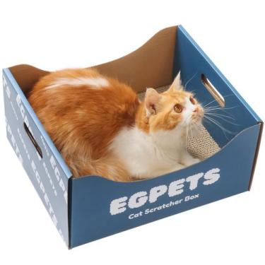 Imagem de Caixa arranhadora de gatos de papelão EGPETS azul extra grande