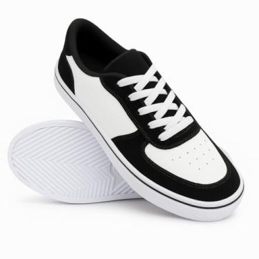 Imagem de Tênis Feminino Branco Preto Casual Camurça Confort Original (185-bco-preto_camurca-38)