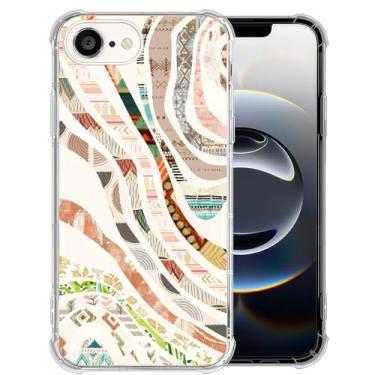 Imagem de Flivro Capa para iPhone 16e, capa transparente à prova de choque com tecnologia de airbag de 4 cantos, design de proteção de nível militar para iPhone 16e - Boho linhas abstratas estética
