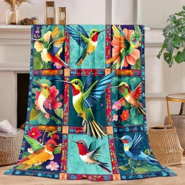 Imagem de Cobertor de beija-flor, cobertor de beija-flor, super macio, flanela de lã, presentes para meninos, meninas, homens, mulheres, amantes, adultos, coisas para sofá, cama, decoração de quarto 101 x 127