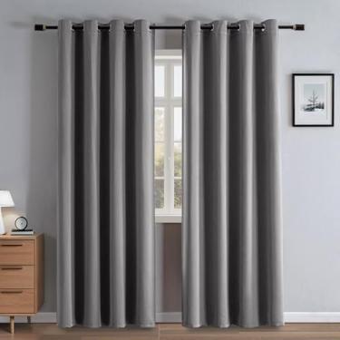 Imagem de RainCharm Cortinas blackout de 182 cm para quarto, conjunto de 2 painéis de 182 cm de comprimento, com ilhós, isolamento térmico, cortinas para escurecimento da sala de estar (W52 x C 72, cinza claro)