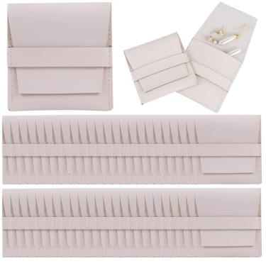 Imagem de 50 bolsas de joias de microfibra, sacos envelope de couro PU branco para anéis, colares, 3,1 × 3,1