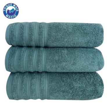 Imagem de Kit 3 Toalhas Gigante Twist Algodão Fio Penteado Macia - Margex, Verde