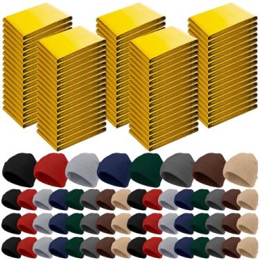 Imagem de Shyyween 120 peças, cobertor de emergência, gorro, suprimentos para desabrigados, kit de sobrevivência para clima frio, acampamento, caminhada (neutro)