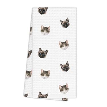 Imagem de EGBTL Toalhas de cozinha para gatos, presentes de gato siamês para mulheres amantes de gatos toalhas de mão decoração de banheiro, decoração de gatos siameses, presentes para donos de animais de