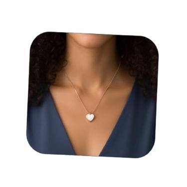 Imagem de Siddhatva Colar de coração banhado a ouro 14 k não manchado para mulheres delicado moderno banhado a ouro pingente colar brincos joias, 19 cm, Latão, Sem Pedra Preciosa