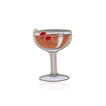 Imagem de BLEOUK Broche de coquetel italiano de verão para amantes de bebidas presente laranja vinho coquetel joias, 1, Aço inoxidável, Sem Pedra Preciosa