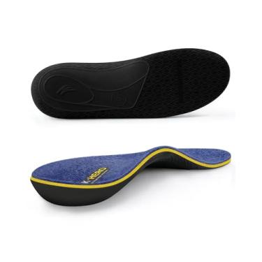 Imagem de WALKHERO Palmilhas de lã – inserções de suporte de arco de lã, alívio da fascite plantar, palmilha confortável de pele de carneiro quente para clima frio (azul masculino 4)