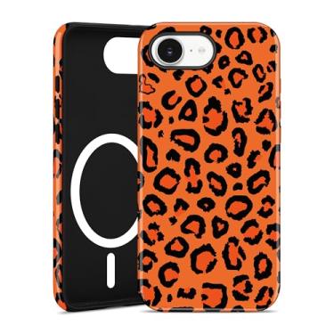Imagem de Jusy Capa de telefone compatível com MagSafe com estampa de leopardo para iPhone 16e, capa protetora de poliuretano termoplástico magnético macio e rígido de policarbonato para mulheres e meninas