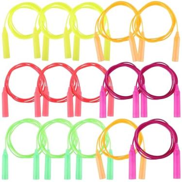 Imagem de Conjunto de corda de pular de PVC de 30 peças com comprimento ajustável e alças de plástico, design multicolorido brilhante para fitness, festas e escola,