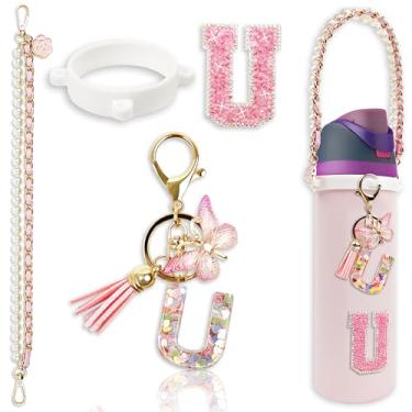 Imagem de Acessórios de letras para garrafas de água Owala – 680 g 947 g 1,134 g, com pingente de inicial bonito e alça de alça, compatível com Free Sip, copo de café, Owala Kids, Sway, Stanley Cup Accessories