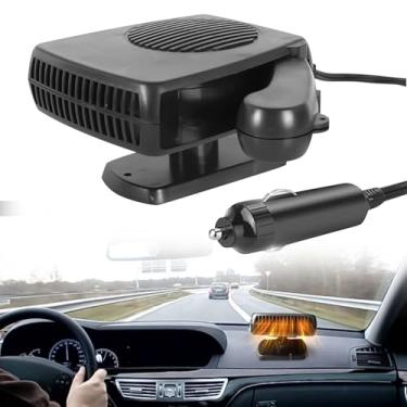 Imagem de JOJOCY Aquecedor de carro portátil 200W, base rotativa 360° 12V aquecedor automotivo descongelador ventilador de aquecimento automotivo desembaçador de carro no isqueiro