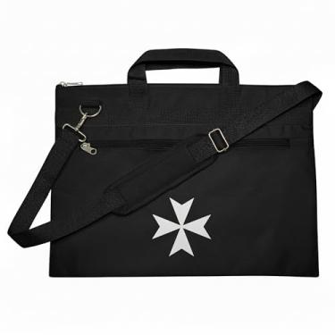 Imagem de Bolsa sacola com cruz maltesa dos cavaleiros templários, leve, resistente à água com mão e ombro | Bolsa maçônica, Preto, Large