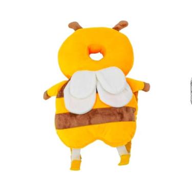 Imagem de Almofada Mochila de Proteção para Bebê, Amarelo, Poliéster, 33x19x6 cm, Design Abelha, Proteção Anti-Queda para Cabeça e Costas, para Bebês a partir de 3 Meses