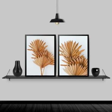 Imagem de Quadros Neutros Folhas Leque Moldura Branca 45X34Cm 2 Peças - Quadros 