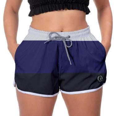 Imagem de Short Praia Premium Feminino Faixas Estampado Academia Fitness Caminhada Esporte-Feminino