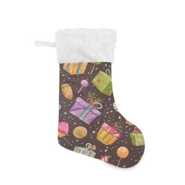 Imagem de Blueangle 1 pacote de meias natalinas em aquarela de 43 cm para decorações de festas de fim de ano, suportes de presente e meias (788)