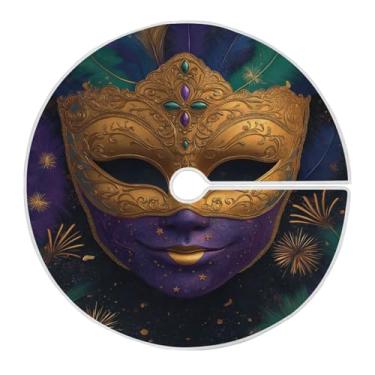 Imagem de Blueangle Saia de árvore colorida para Mardi Gras de 118 cm, saia de poliéster macio para decoração de carnaval (170)