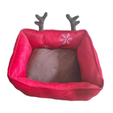Imagem de Ｂｅｓｇａ Cama de cachorro de natal, casa de gato, quente, esconderijo de gato, almofada de pelúcia, sofá para dormir, cama de dormir para animais de estimação,