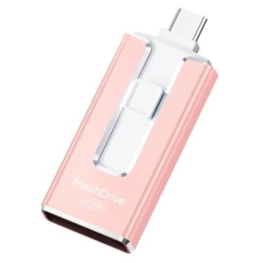 Imagem de Pen drive certificado MFi para iPhone 512GB, 3 em 1 tipo-C USB Memory Stick Thumb Drive para fotos, vídeos, armazenamento de memória externa de alta velocidade para iPhone, iPad, Android PC (rosa rosa