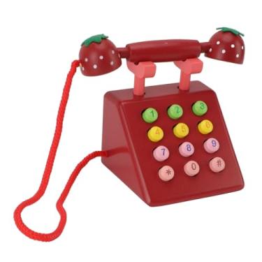 Imagem de Fabater Ornamento de Telefone de Mesa de Madeira para Diversão Familiar Versátil e Desenvolvimento de Linguagem - Brinquedo Educacional Seguro (Madeira de faia) (Vermelho)