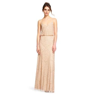Imagem de Adrianna Papell Vestido feminino longo com contas, Champ/dourado, 52
