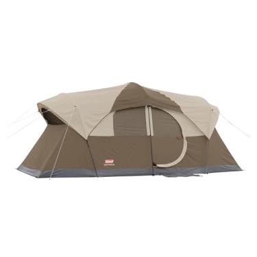 Imagem de Coleman WeatherMaster Tenda de acampamento para 10 pessoas com divisória de chuva e divisória de quarto, barraca familiar espaçosa à prova de intempéries com bolsa de transporte