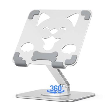 Imagem de Aoviho Suporte de tablet para iPad com base giratória de 360° – Suporte ajustável de alumínio para mesa, suporte de design de cachorro fofo para iPad Pro/Air/Mini, Samsung Galaxy, Kindle, dispositivos