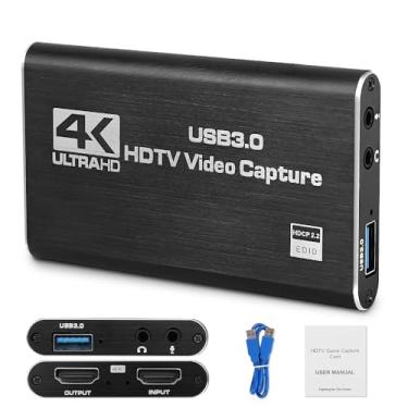 Imagem de Placa de Captura, Placa de Captura HDMI, Placa de Captura de Vídeo Hdmi 4K Usb 3.0 Full Hd 1080p 60 FPS, Adaptador de Captura de Áudio HDMI, Para Gravação Ou Transmissão Ao Vivo