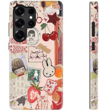 Imagem de DEENAKIN Capa fofa para Samsung Galaxy S23 Ultra - Compatível com carregamento sem fio - Silicone macio de camada dupla + capa rígida - Design elegante de flores silvestres - Capa de telefone chique