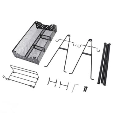 Imagem de QANYEGN Organizador exterior do caddy da grade, suporte do condimento do bbq, organizador do armazenamento do condimento da malha do metal para grelhar do churrasco de acampamento