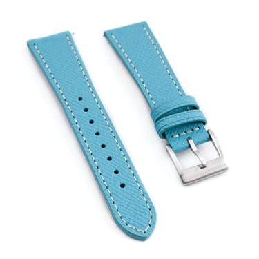 Imagem de StrapHabit Pulseira de couro de flor integral – substituição de pulseira de relógio de liberação rápida – Pulseira de couro Epsom para homens e mulheres – 20 mm, azul celeste