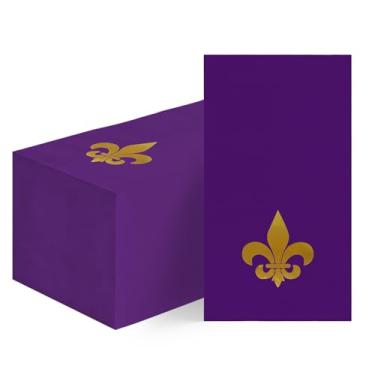Imagem de Horaldaily 50 guardanapos decorativos de papel descartáveis MardiGras, folha de ouro, flor de lis, toalha de mão para festa, almoço, jantar, cozinha, decoração de banheiro