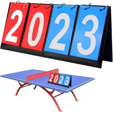 Imagem de uhyOHF Placar eletrônico para jogos de basquete, placar esportivo reutilizável para voleibol, futebol, esportes, placar digital azul e vermelho (