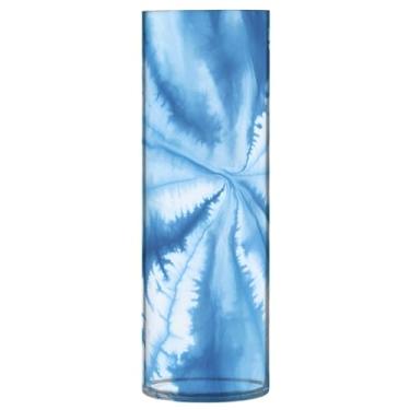 Imagem de CEBUGI Vaso de flores azul tie-dye 10 cm x 30 cm Vaso cilíndrico para flores, vaso transparente inquebrável para decoração de casa de festa de casamento