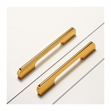 Imagem de FAFACAI Puxadores de armário Puxador de gaveta de armário dourado brilhante liga de alumínio sólido armário de cozinha gaveta puxador de móveis ferragens 10 peças (1403) (1408)