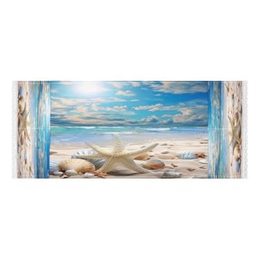 Imagem de Wassud Capas de lavadora e secadora Sea Shell, protetor de lavadora com sacos de armazenamento, capa de geladeira à prova de poeira com bolsos para lavanderia doméstica, cozinha, 120 x 55 cm