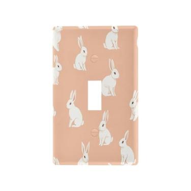 Imagem de Wassud Placa de cobertura para interruptor de luz, coelhos brancos, capas de tomada decorativas, placa de parede para tomadas elétricas, interruptor único 11 x 6 cm