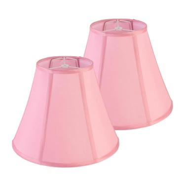 Imagem de JERHOUS 2 peças de abajur rosa raiom seda sino abajur 16,7 cm parte superior x 33 cm inferior x 25,4 cm altura (aranha) abajur médio vintage para mesa e cabeceira - fácil de montar