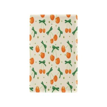 Imagem de Wassud Placa de cobertura para interruptor de luz, cerejas amarradas com fitas, capas de tomada decorativas, placa de parede para tomadas elétricas em branco 11 x 6 cm