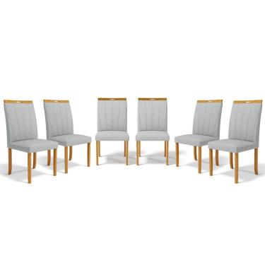 Imagem de Kit Com 6 Cadeiras Aurora Madeira Maciça Estofadas Para Mesa De Jantar