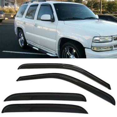 Imagem de Conjunto de 4 peças de cortina defletora de janela de fumaça para proteção contra chuva solar para Chevy Tahoe 2000-2006 / 2002-2006 Cadillac Escalade / 2000-2006 GMC Yukon 4 portas