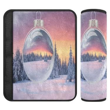 Imagem de Burbuja Capa para cinto de segurança de carro de paisagem de inverno protetor de cinto de segurança macio confortável para alça de ombro de assento, 1 par pequeno