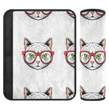 Imagem de Burbuja Capa para cinto de segurança de carro para gatos usando óculos, macio, confortável, protetor de cinto de segurança para alça de ombro de assento, 1 par pequeno