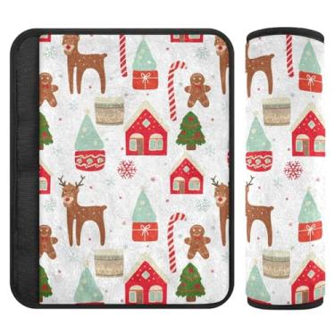 Imagem de Burbuja Capa para cinto de segurança de carro Christmas Elements Protetor de cinto de segurança de carro macio confortável para alça de ombro de assento, 1 par médio