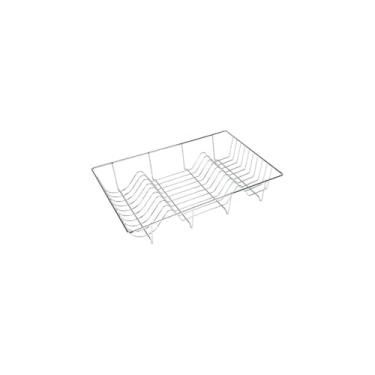 Imagem de Escorredor de Louça Aramado, Ferro Cromado, 48x31x9 cm, 18 Pratos, Escoamento de Água, Compacto, 300g