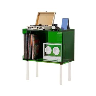 Imagem de Suporte para armazenamento de CDs Armário para discos de vinil em acrílico com pés, para guardar revistas e outros itens domésticos. Também funciona como mesa lateral